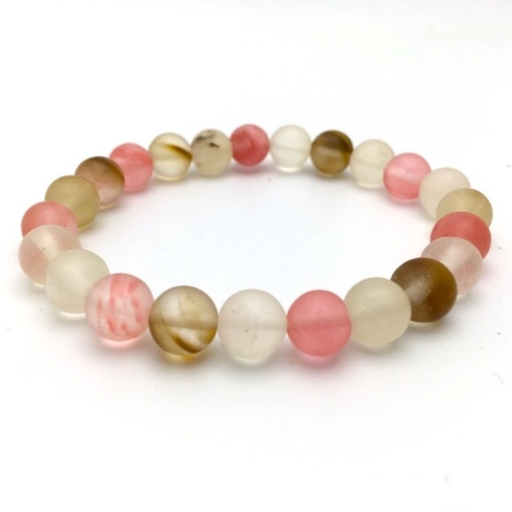 381MIDALANE Mocha Marled Cherry Quartz Bead Bracelet 8mm
